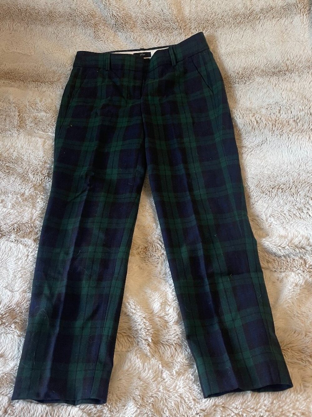J.Crew Cameron Slim Crop Pants Black Watch Tartan Plaid Navy Green – Size 4